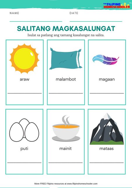 Salitang Magkasalungat Worksheets (set 2) — The Filipino Homeschooler