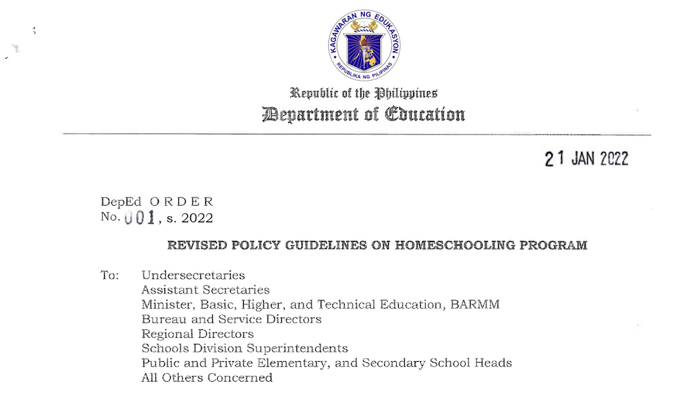 Revised Policy Guidelines on Homeschooling in the Philippines