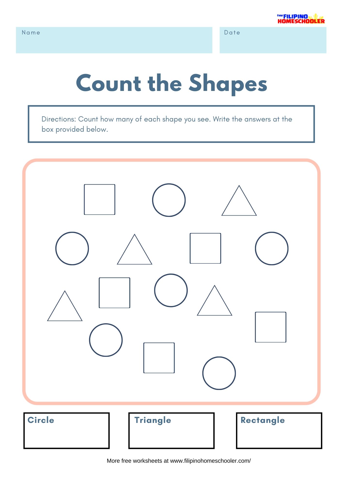 count the shapes math worksheets the filipino homeschooler