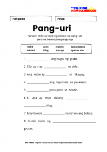 mga uri ng pang uri worksheets the filipino homeschooler