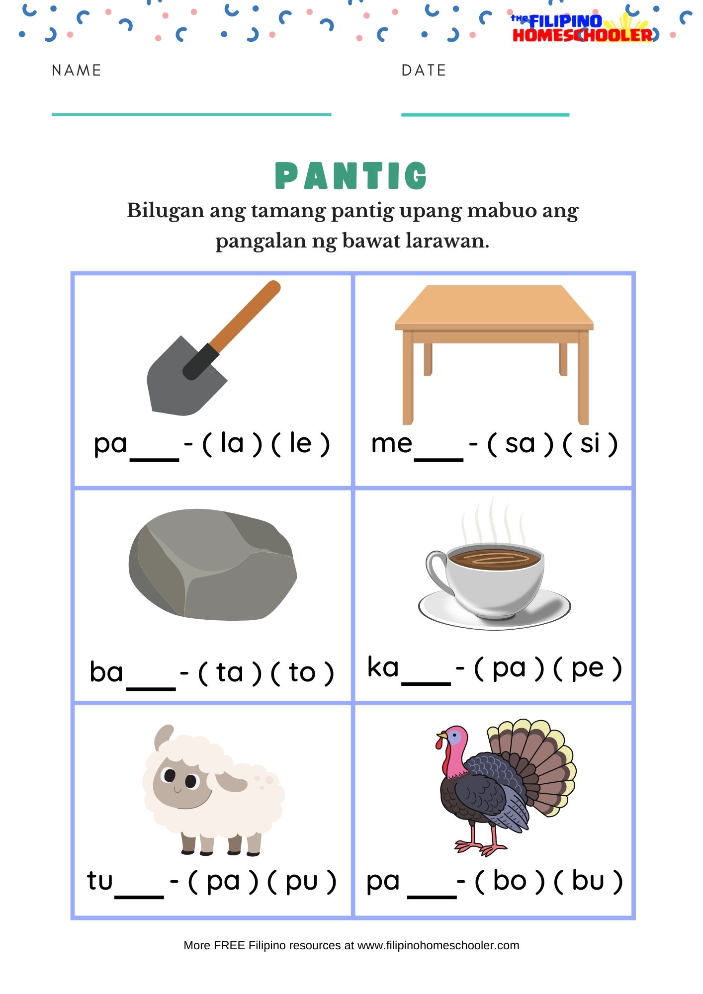 Download Pantig Filipino Worksheets For Grade 1 The Filipino - Pantig ...