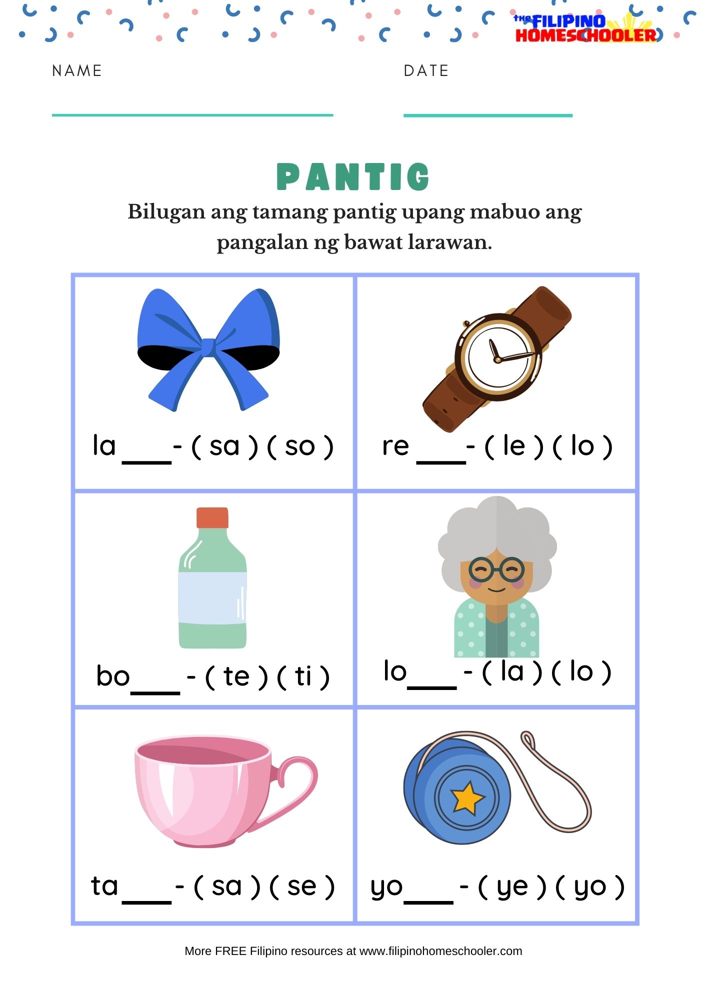 Pagpapantig Free Filipino Worksheets Set 2 The Filipino Homeschooler ...